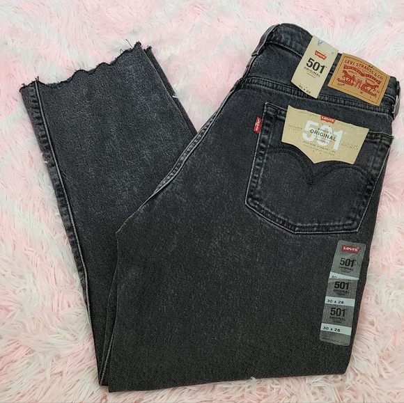 Levi's Denim - Levis 501 Original Cropped High Rise Jeans - Women's 30x26 - Black Washed - NEW